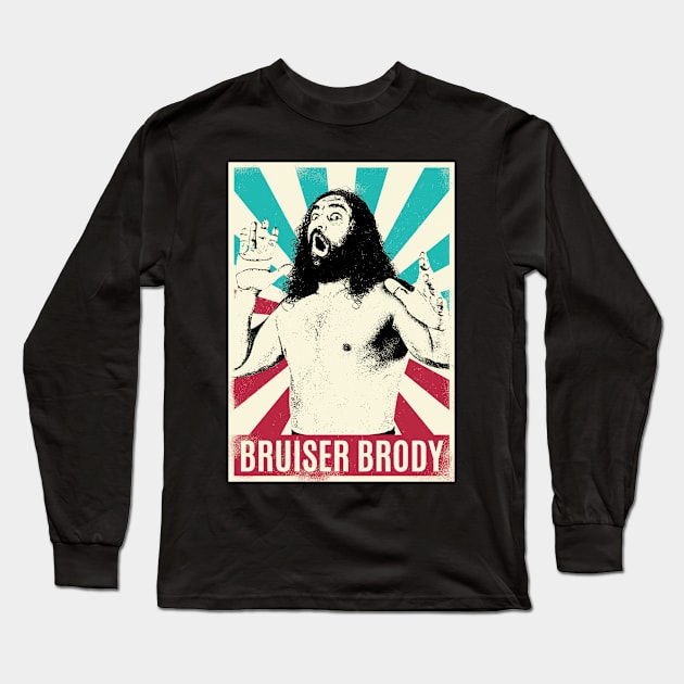 Vintage Retro Bruiser Brody Long Sleeve T-Shirt by Bengkel Band